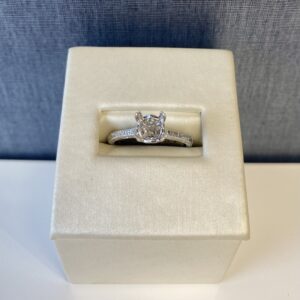 White Gold Engagement Ring With Engraved Design