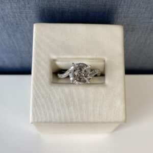 White Gold and Diamond Swirled Engagement Ring