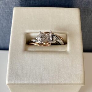 Curled Rose and White Gold Engagement Ring