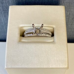 White Gold Engagement Ring with Three Rows of Diamonds