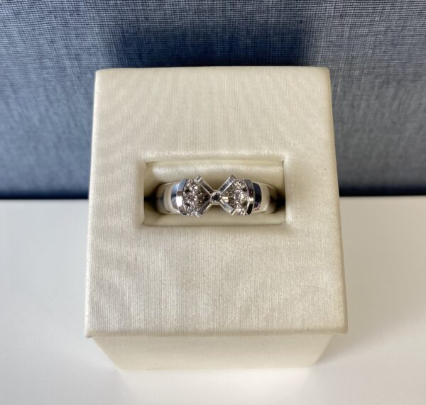 White Gold Triple Side Stone Diamond Engagement Ring