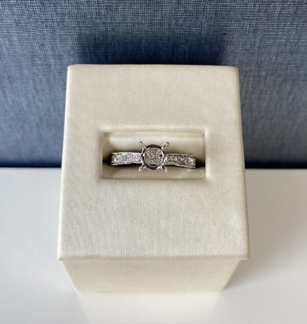 Milgrain and Diamond White Gold Engagement Ring