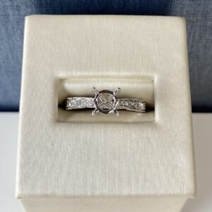 Milgrain and Diamond White Gold Engagement Ring