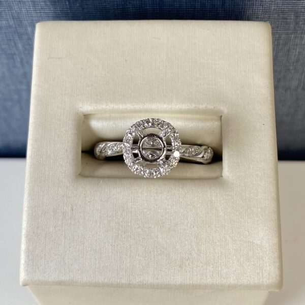 White Gold Engagement Ring with Twisted Gold and Diamond Detail