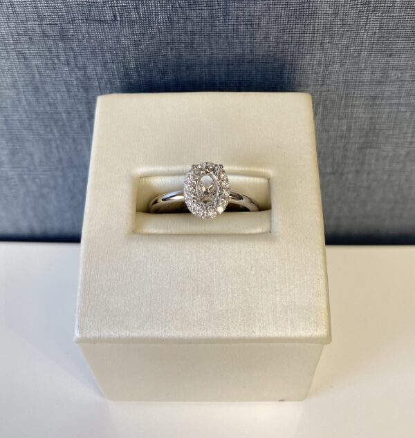 White Gold Oval Engagement Ring with Diamond Halo