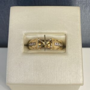 Yellow Gold Engagement Ring with Side Diamonds