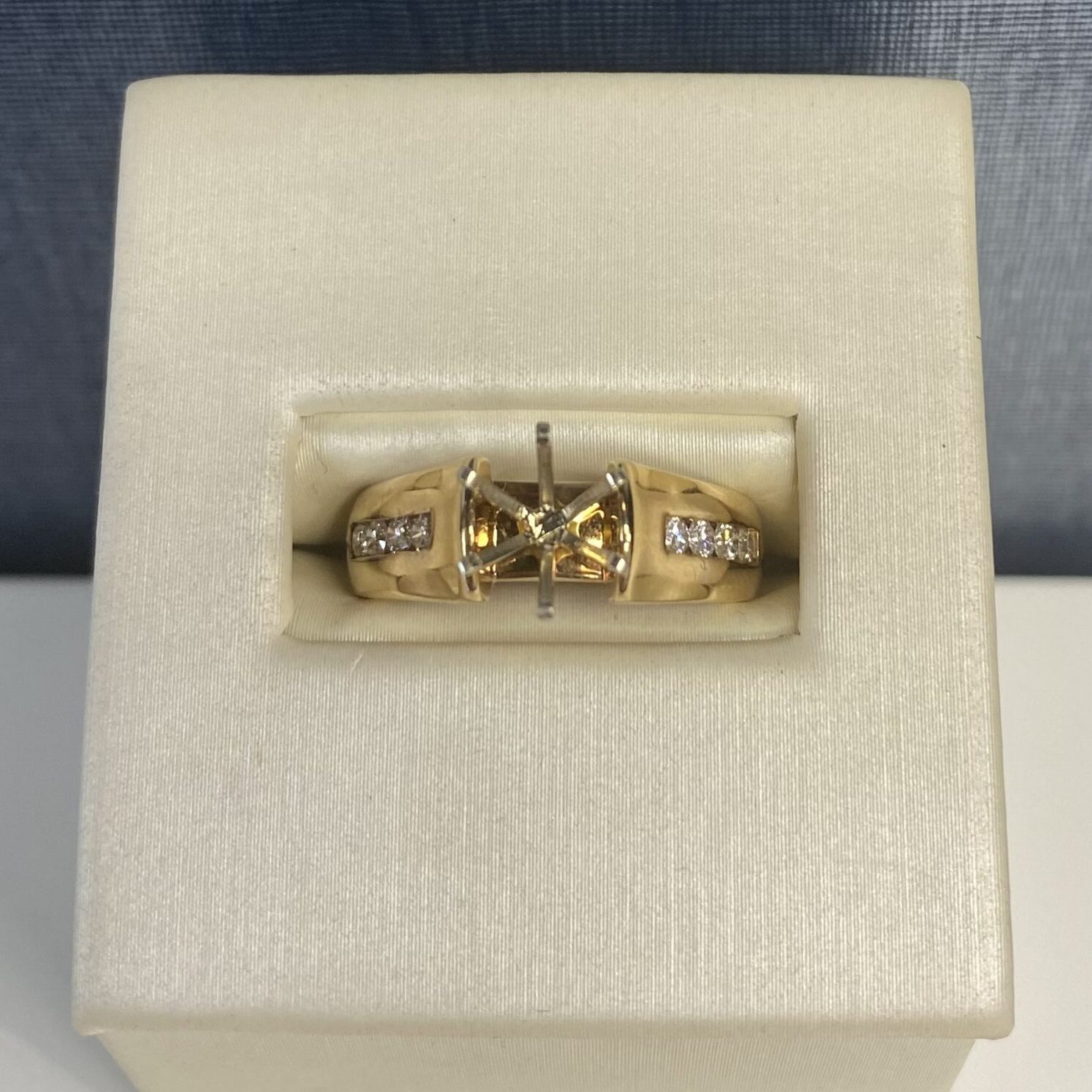 Yellow Gold Engagement Ring with Side Diamonds