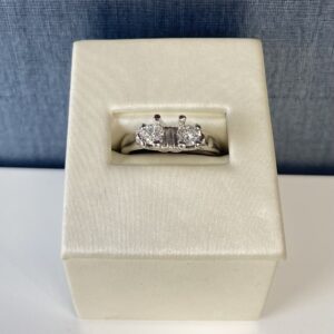 White Gold Engagement Ring with Side Diamonds