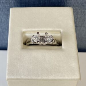 White Gold Engagement Ring with Side Diamonds