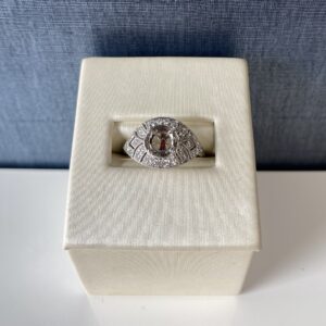 Filigree and Diamond White Gold Engagement Ring