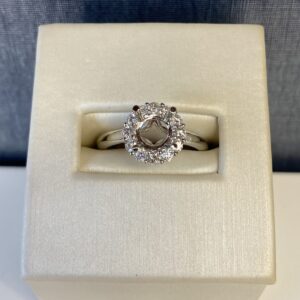 White Gold Engagement Ring with Diamond Halo