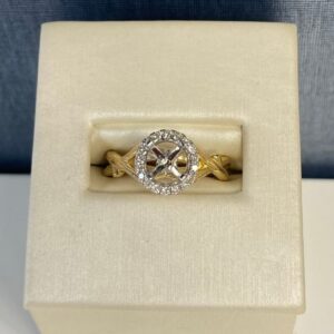 Touch of Nature Two Tone Diamond Halo Engagement Ring