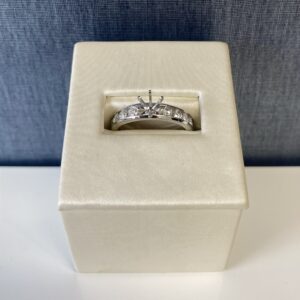 Channel Set Diamond Engagement Ring in White Gold