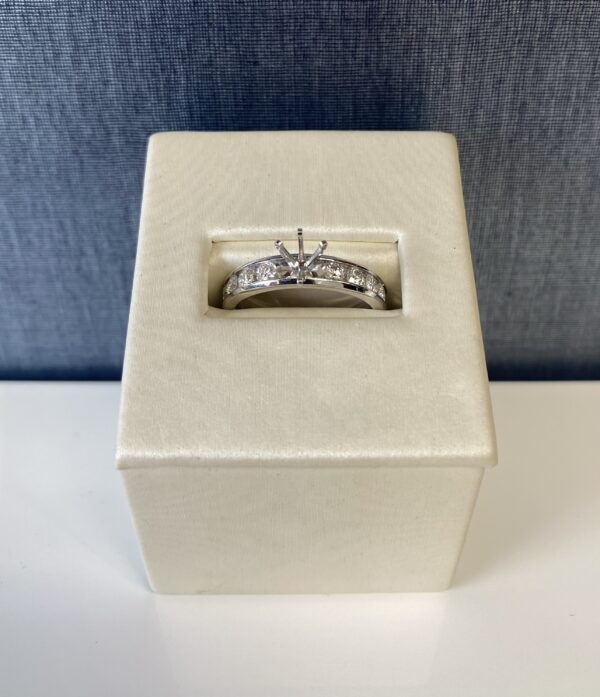 Channel Set Diamond Engagement Ring in White Gold