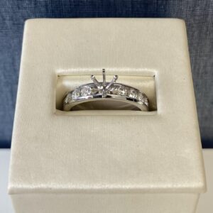 Channel Set Diamond Engagement Ring in White Gold