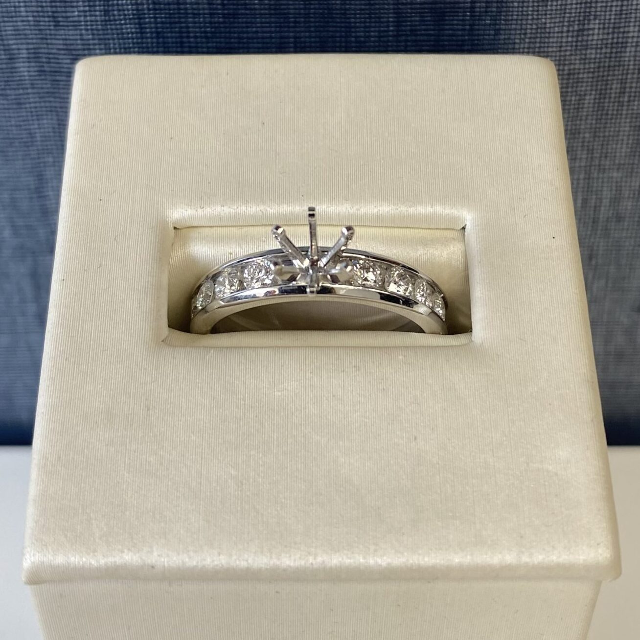 Channel Set Diamond Engagement Ring in White Gold