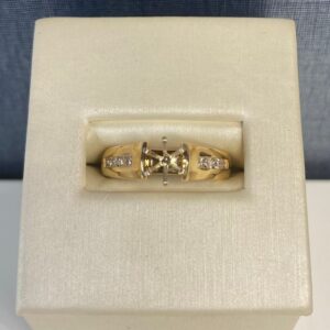 Yellow Gold Engagement Ring with String of Diamonds