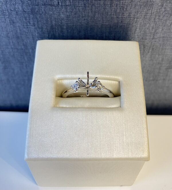 White Gold Engagement Ring with Side Statement Stones