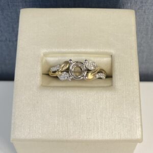 Two Tone Diamond and Floral Engagement Ring