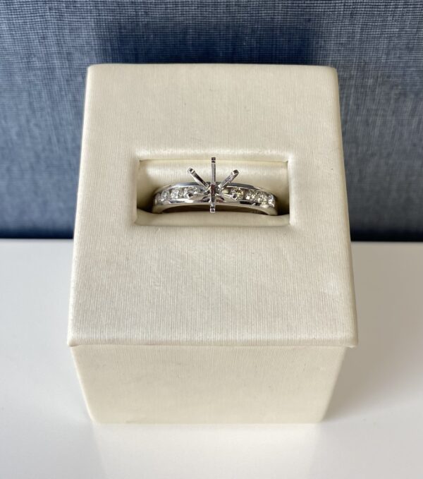 Channel Set Diamond and White Gold Engagement Ring