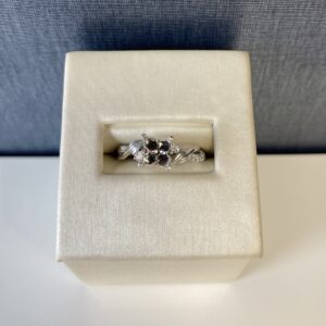 Diamond and White Gold Floral Engagement Ring