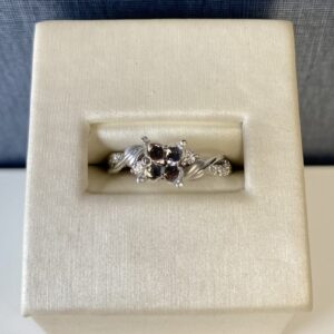 Diamond and White Gold Floral Engagement Ring