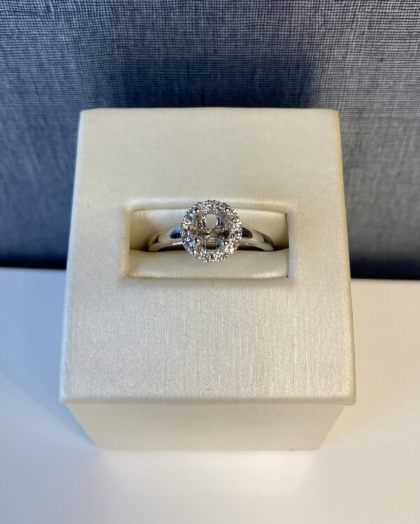 White Gold Engagement Ring with Diamond Halo
