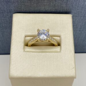Diamond and Yellow Gold Setting with CZ Center