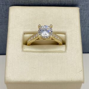 Diamond and Yellow Gold Setting with CZ Center