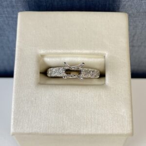 White Gold Engagement Ring with White Stones