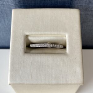 White Gold and Diamond Wedding Band With Milgrain Detail