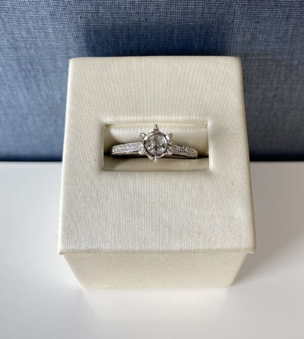 White Gold and Diamond Engagement Ring with Six Prong Head