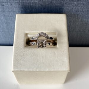 White Gold Diamond Engagement and Wedding Set Half Halo
