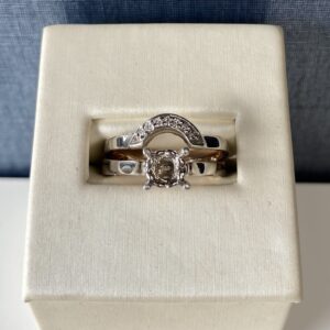 White Gold Diamond Engagement and Wedding Set Half Halo