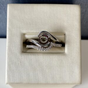 White Gold and Diamond Curved Engagement Ring