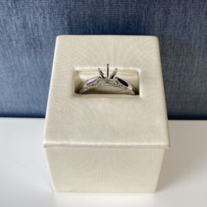 White Gold Engagement Ring with Hidden Diamonds and Designs