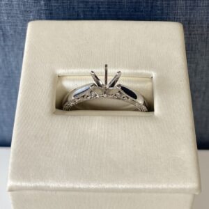 White Gold Engagement Ring with Hidden Diamonds and Designs