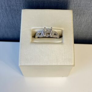 Twisted White Gold Engagement Ring with Milgrain Detail