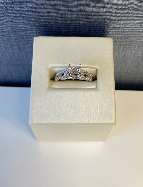 Twisted White Gold Engagement Ring with Milgrain Detail