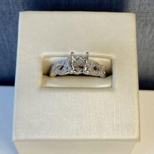 Twisted White Gold Engagement Ring with Milgrain Detail