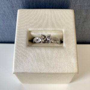Twisted Diamond and Tulip Head White Gold Engagement Ring