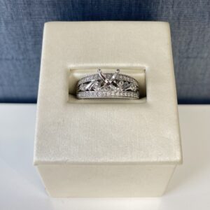 White Gold Double Band Diamond Engagement Ring