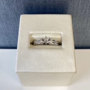 Thick White Gold and Diamond Engagement Ring