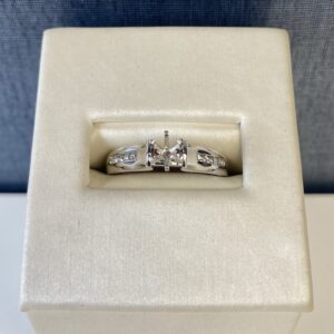 Thick White Gold and Diamond Engagement Ring