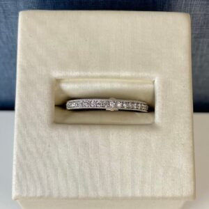 White Gold Diamond Wedding Band with Milgrain Detail