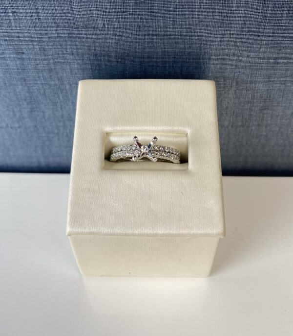 Diamond Wedding Band and Engagement Ring in White Gold