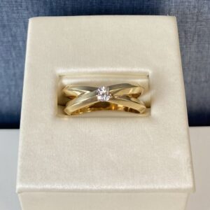 Negative Space Diamond Yellow Gold Ring