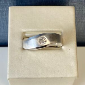 Brushed White Gold Solitaire