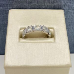 18k White Gold Band with Rose Cut Diamonds
