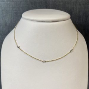 Stationed Diamond Necklace in Yellow and White Gold
